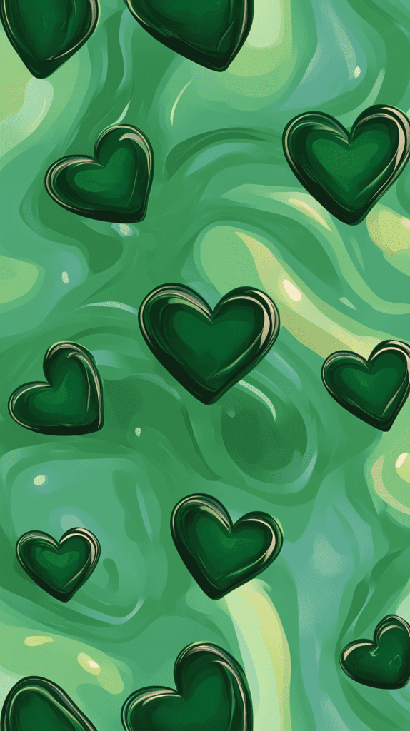 Aesthetic green vector love seamless pattern wallpaper