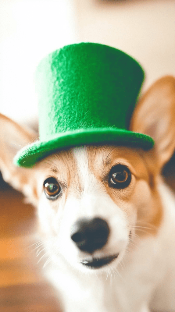 Cute puppy St. Patrick's day iPhone wallpaper