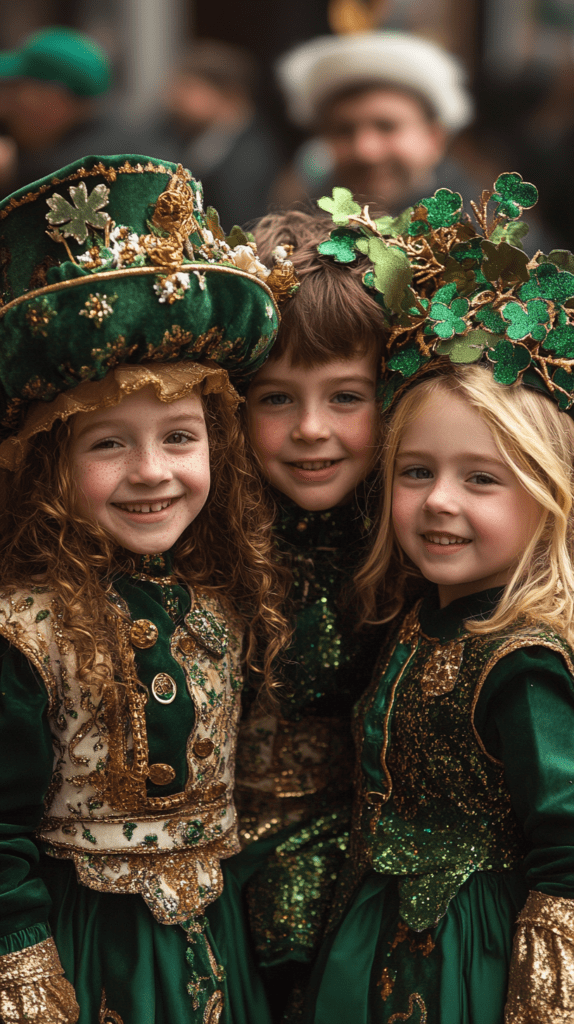 Kids at St. Patrick's Day at a parade in Dublin, Ireland