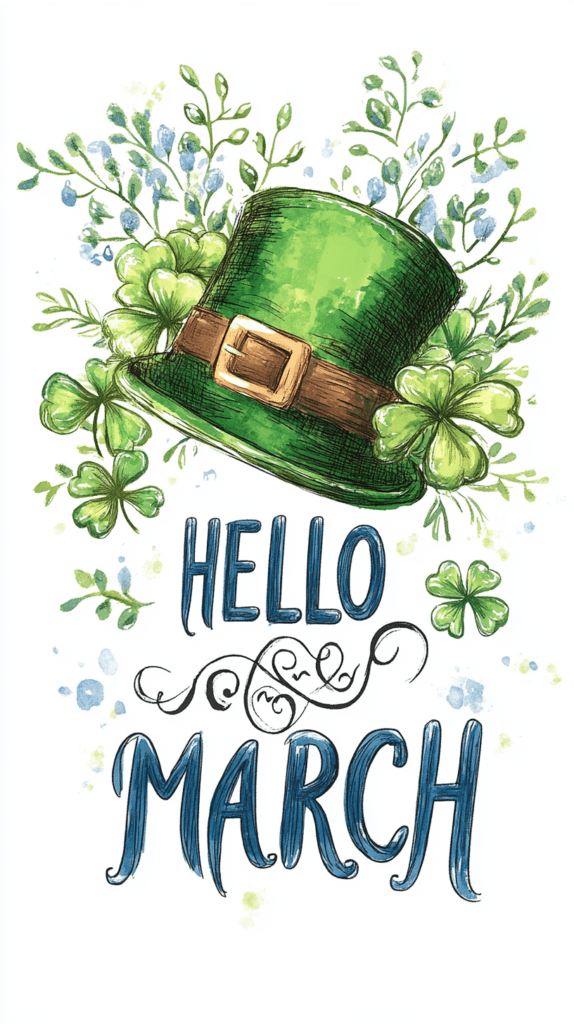 Saint Patrick’s Day HELLO MARCH Wallpaper