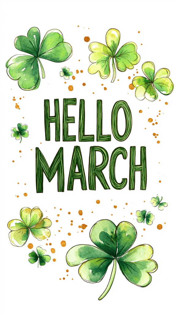 Saint Patrick’s Day aesthetic HELLO MARCH iPhone wallpaper