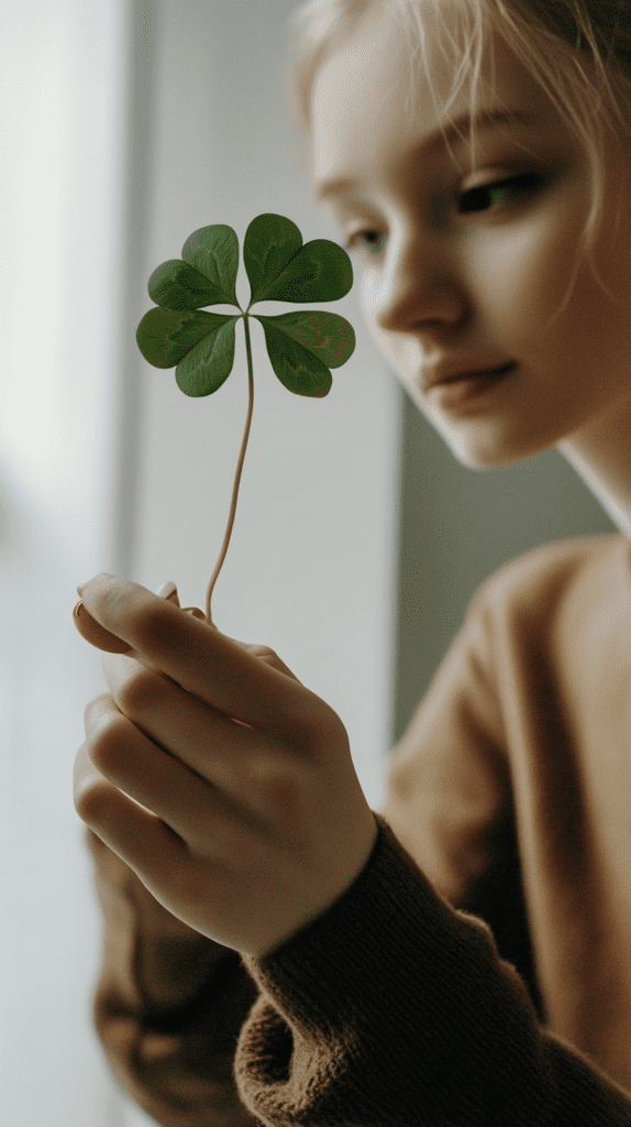 Saint Patrick’s Day wallpaper of a women's holding clover