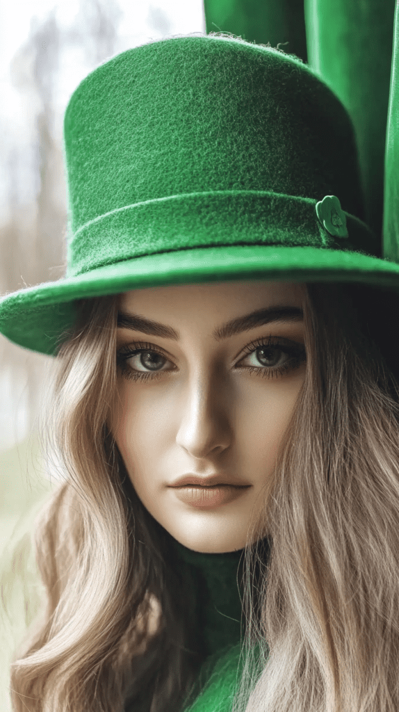 St Patrick's Day women with green hat iPhone wallpaper