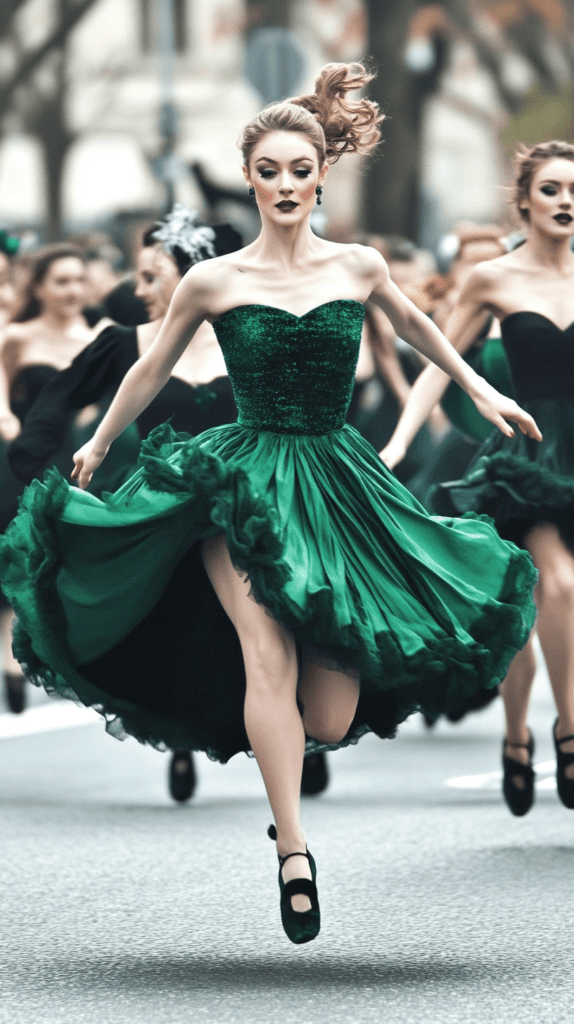 St. Patrick’s Day Irish dancers in traditional costumes wallpaper