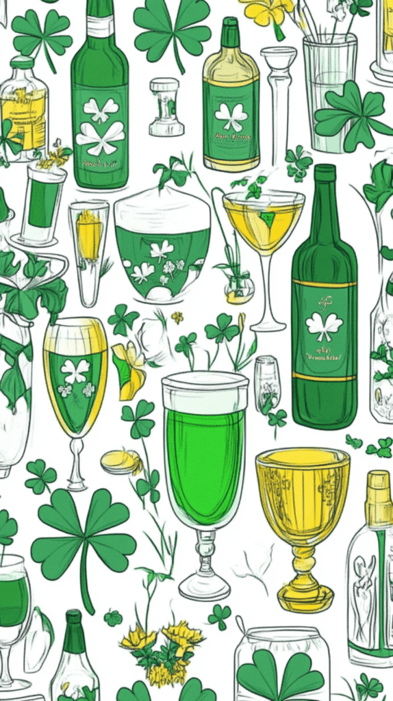Vintage Irish posters Saint Patrick’s Day aesthetic, elegant wallpaper background
